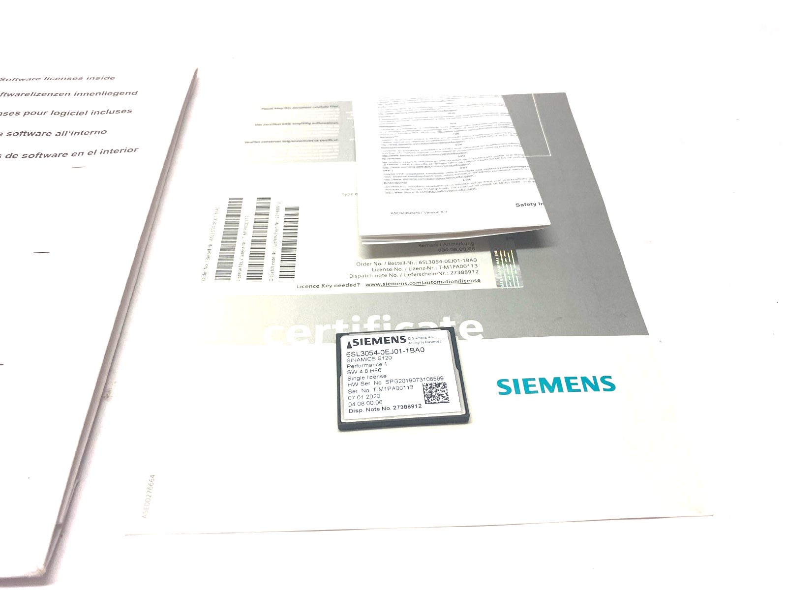Siemens 6SL3054-0EJ01-1BA0 SINAMICS S120 CompactFlash Card SW 4.8 HF6 - Maverick Industrial Sales