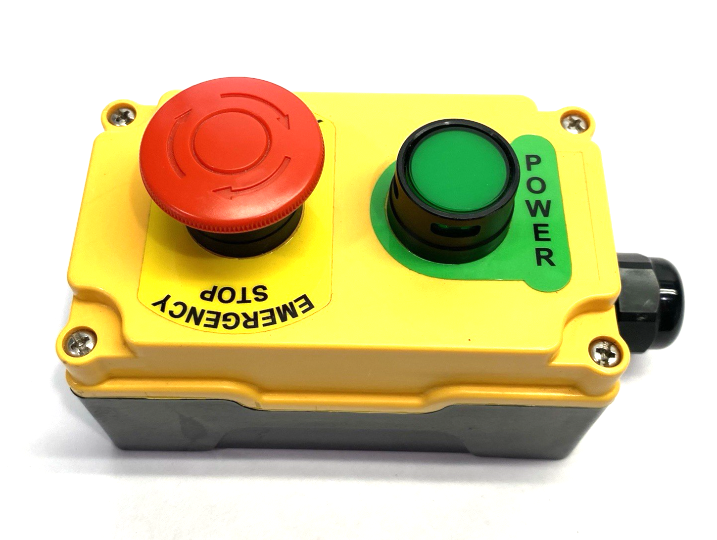 None | 2-Button Industrial Control Station, Emergency Stop, Momentary Power On/Off - Used - Maverick Industrial Sales