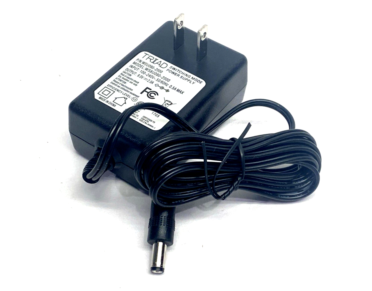 Triad Magnetics WSU090-2000 Power Supply Wall Plug, 100-240VAC 9VDC LOT OF 2 - Maverick Industrial Sales