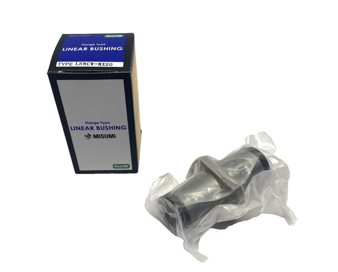 LHMCW-MX20 | MiSUMi Center Flanged Linear Ball Bearing, Double, For 20mm Shaft - New - Maverick Industrial Sales