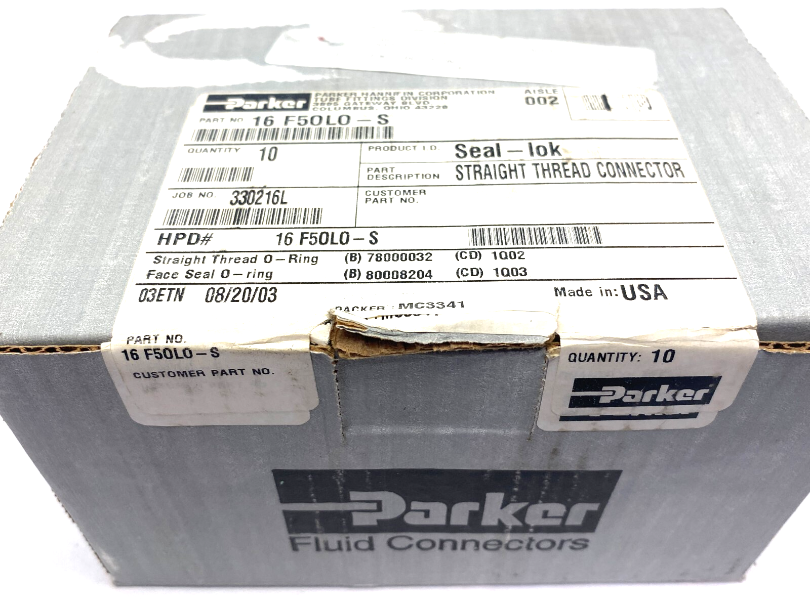 Parker 16 F5OLO-S Seal Lok ORFS Straight Threaded Connector Male BOX OF 10 - Maverick Industrial Sales