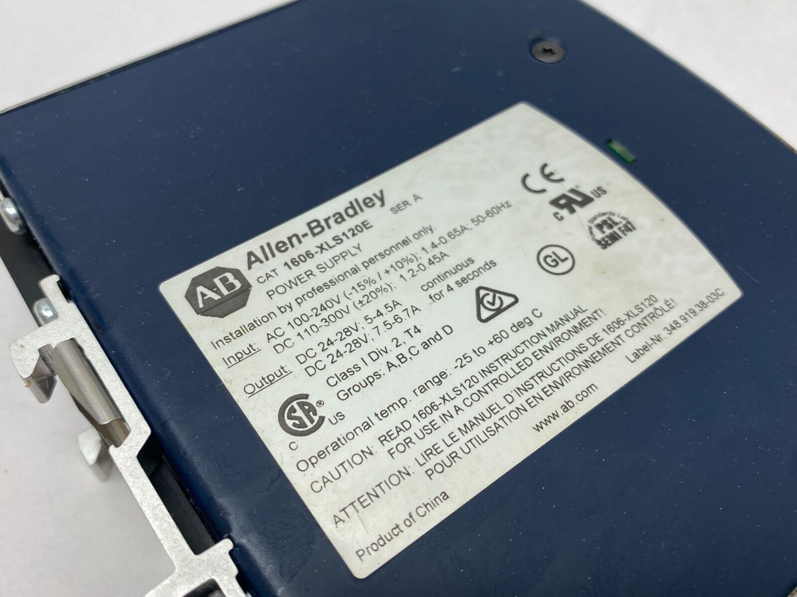 Allen Bradley 1606-XLS120E Ser. A Single Phase Power Supply 24VDC 5A BROKEN CLIP - Maverick Industrial Sales