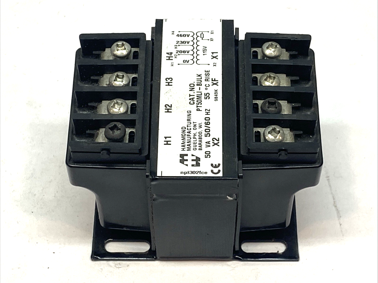 Hammond PT50MLI - BULK Industrial Control Transformer 50VA 208/230/460V to 115V - Maverick Industrial Sales