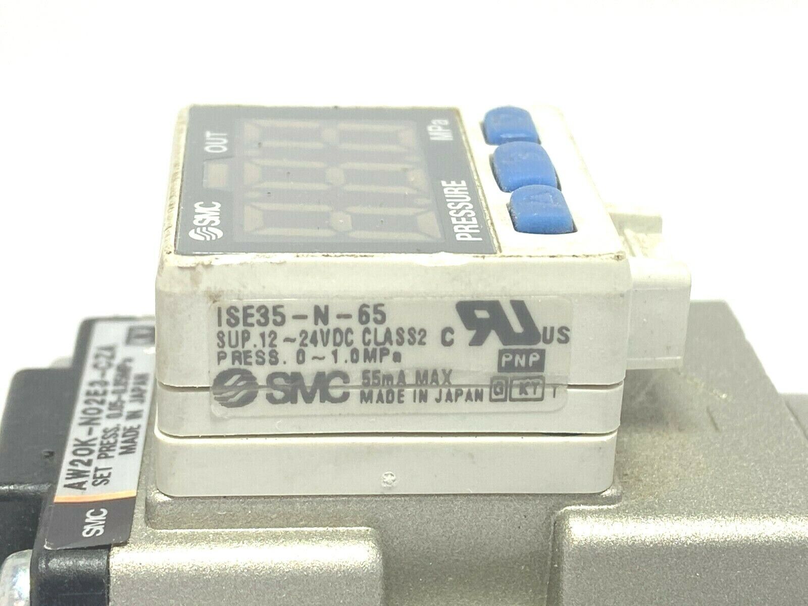 SMC AW20K-N02E3-CZA Modular Filter Regulator w/ ISE35-N-65 Pressure Switch - Maverick Industrial Sales