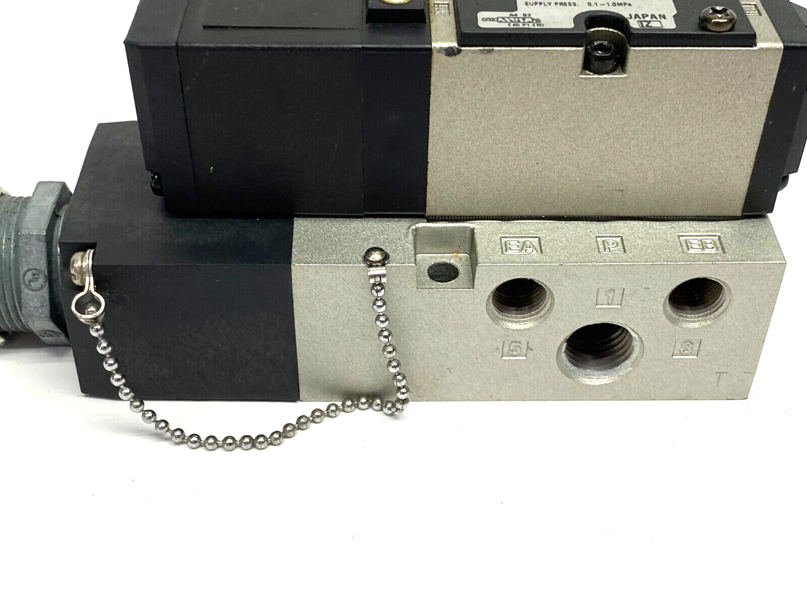 NVFS2100-5F | SMC Manifold Mounted Solenoid Valve 5-Port 0.1~1.0MPa Set Press - Used - Maverick Industrial Sales