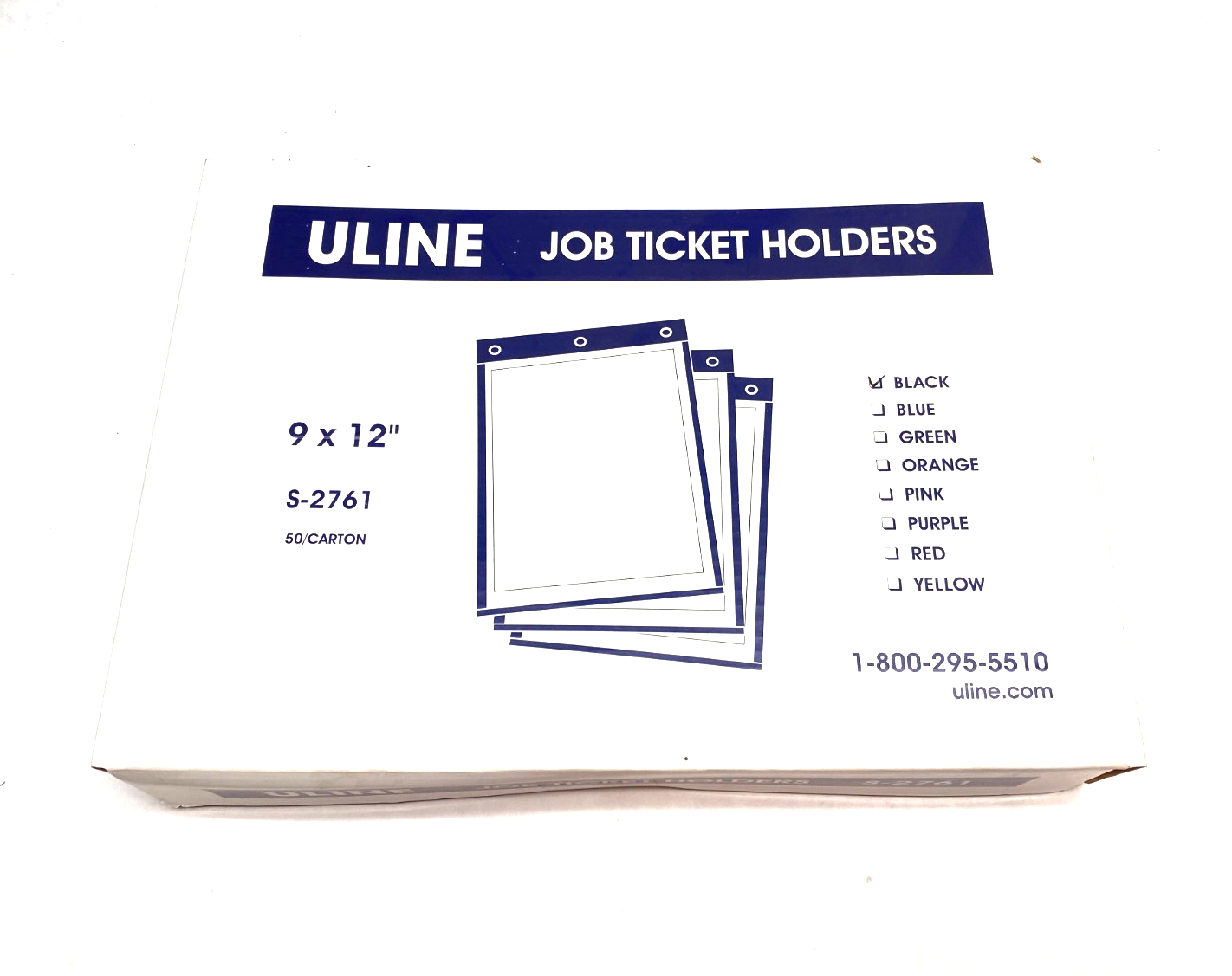 ULine S-2761 Black Job Ticket Holders 9" x 12" PKG OF 50 - Maverick Industrial Sales