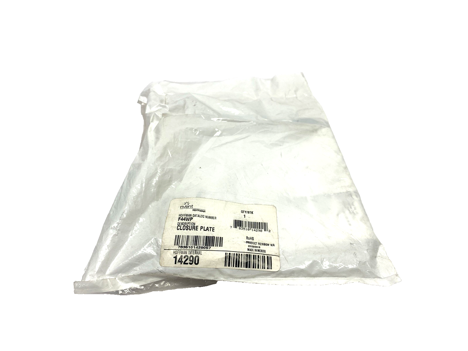 F44WP | Hoffman Feed-Through Wireway Closure Plate, 4" x 4" Gray, Mild Steel - New - Maverick Industrial Sales
