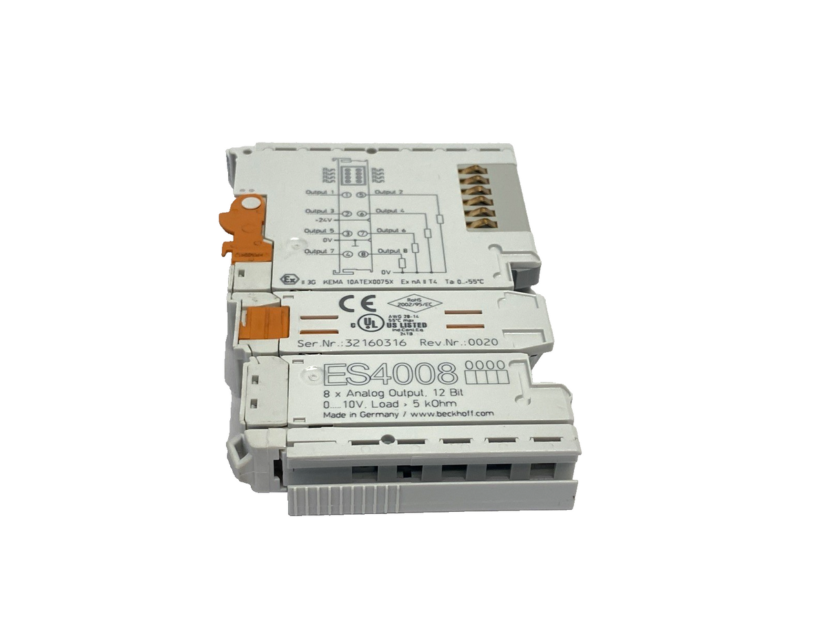 Beckhoff ES4008 Analog Output Terminal, 8-Channel, 12 Bit - Maverick Industrial Sales