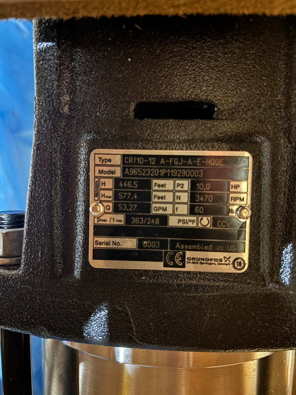 Grundfos CRI10-12 A-FGJ-A-E-HQQE Multistage Centrigual Pump, 10HP - Maverick Industrial Sales