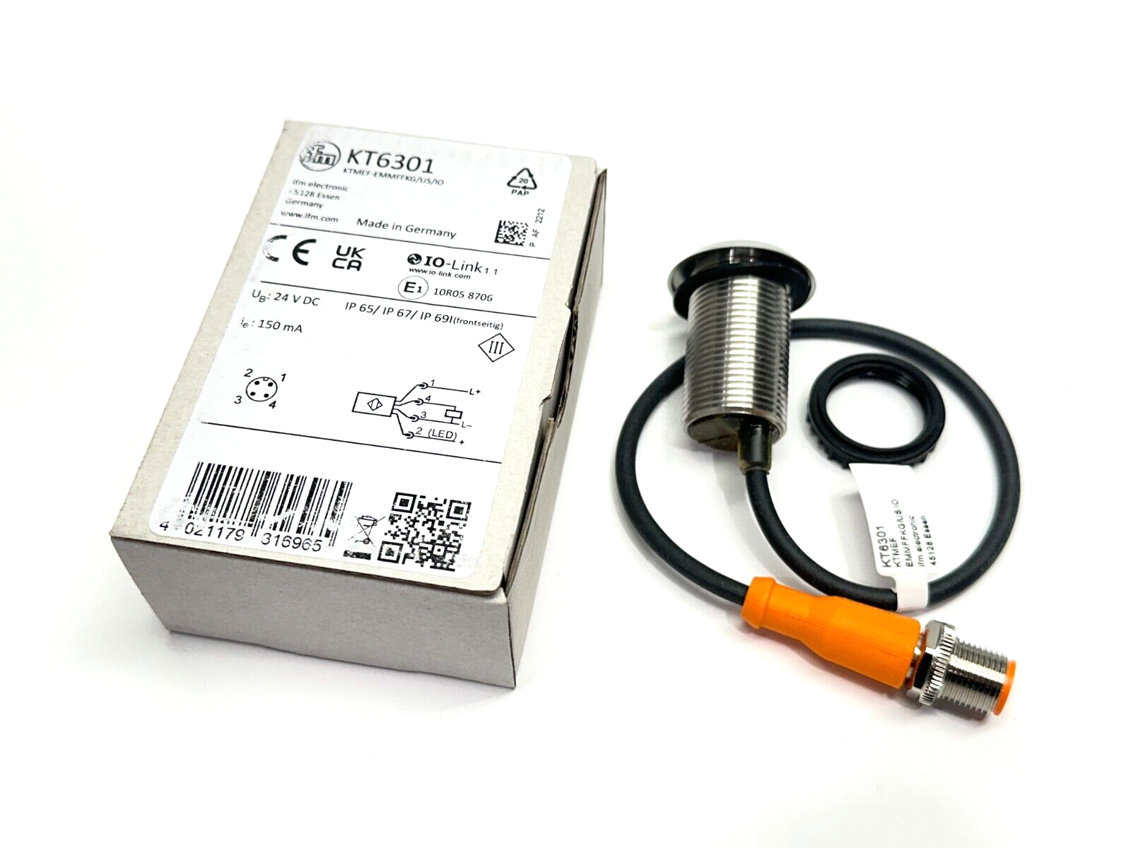 IFM KT6301 Illuminated Capacitive Touch Sensor 24VDC KTMEF-EMMFFKG/US/IO - Maverick Industrial Sales