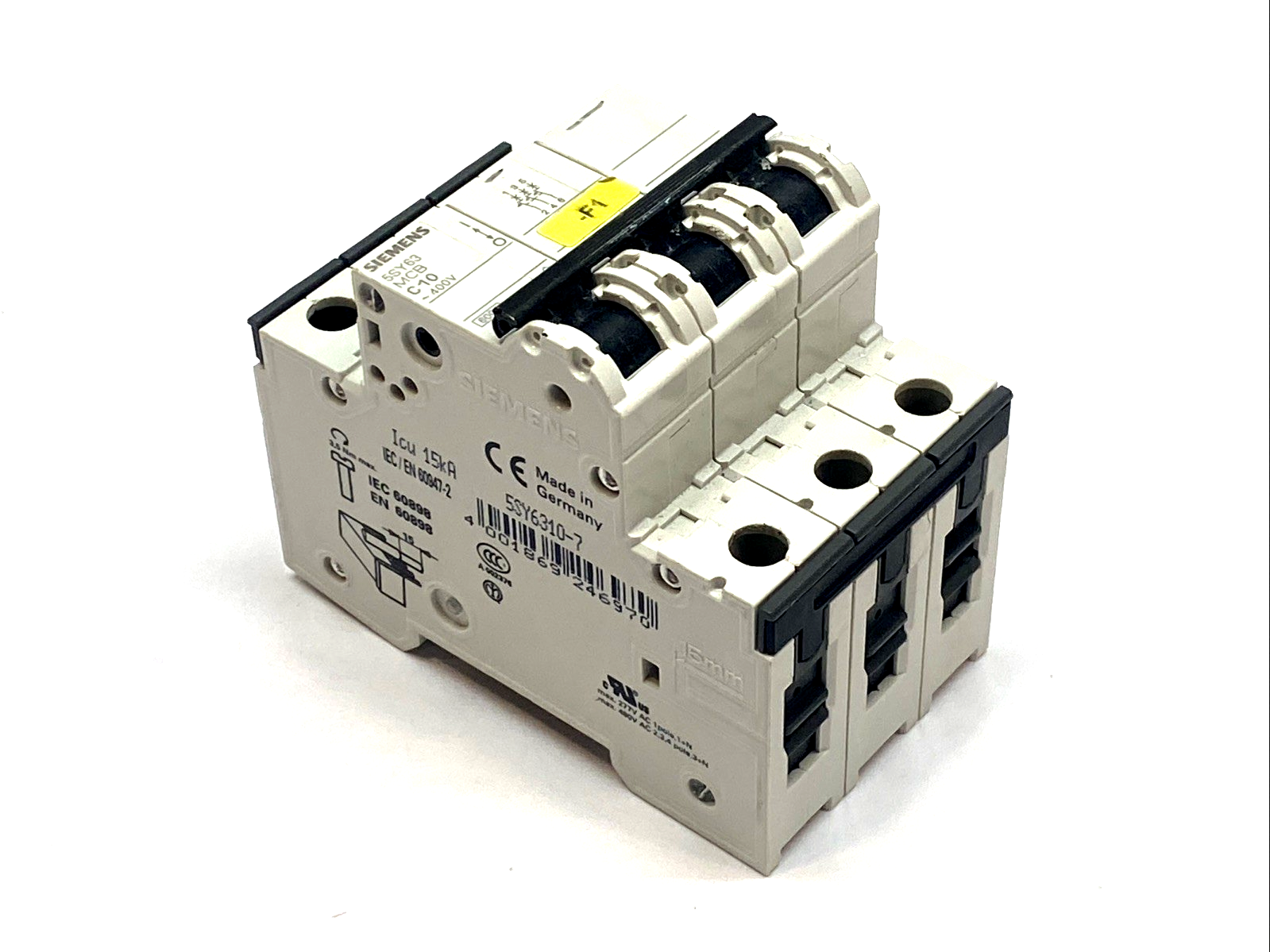 5SY6310-7 | Siemens SENTRON 3‑Pole C10 10A 400V 6kA Miniature Circuit Breaker - Used - Maverick Industrial Sales