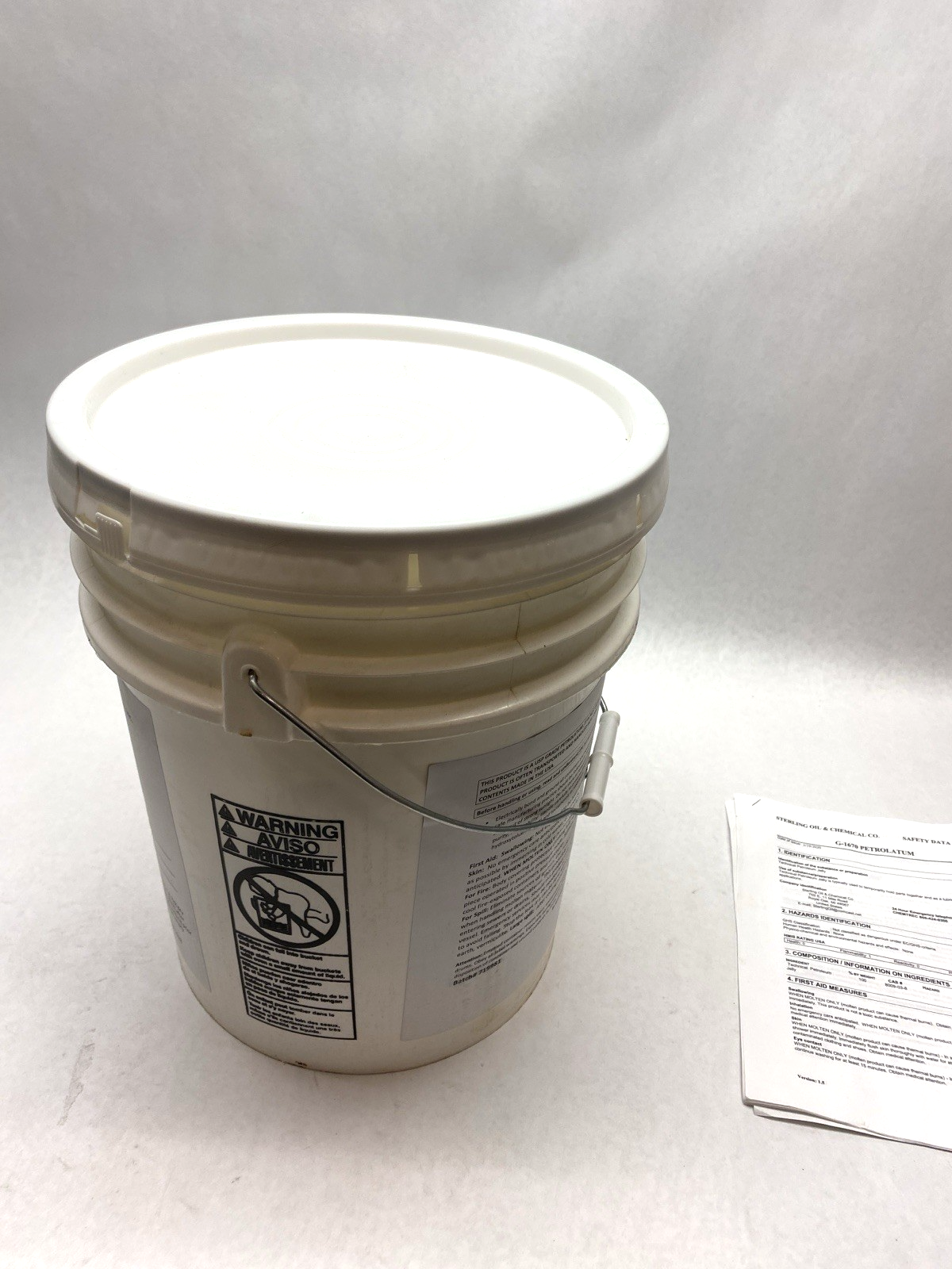 Sterling Oil & Chemical G1670 (White) Petrolatum Grease 5 Gallon EXP 03/2028 - Maverick Industrial Sales
