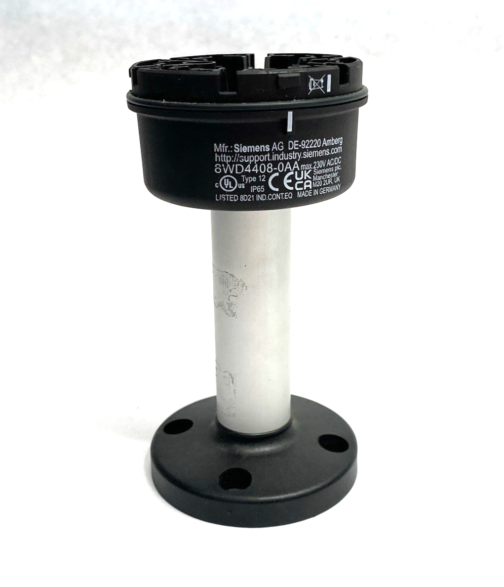 8WD4408-0AA | Siemens Stack Light Connection Element 70mm Dia. w/ 4" Pipe Mount - Used - Maverick Industrial Sales