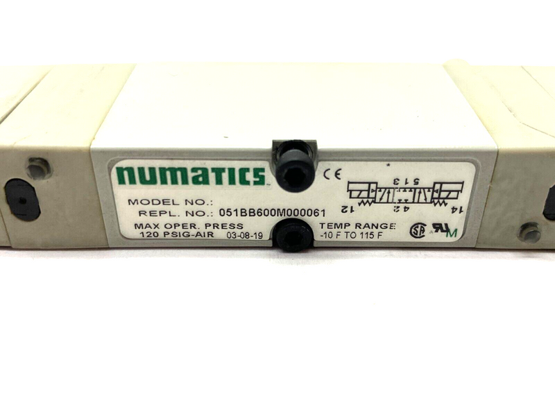 Numatics 051BB600M000061 Pneumatic Solenoid Valve 3-Pos 4-Way 24VDC 120psig - Maverick Industrial Sales