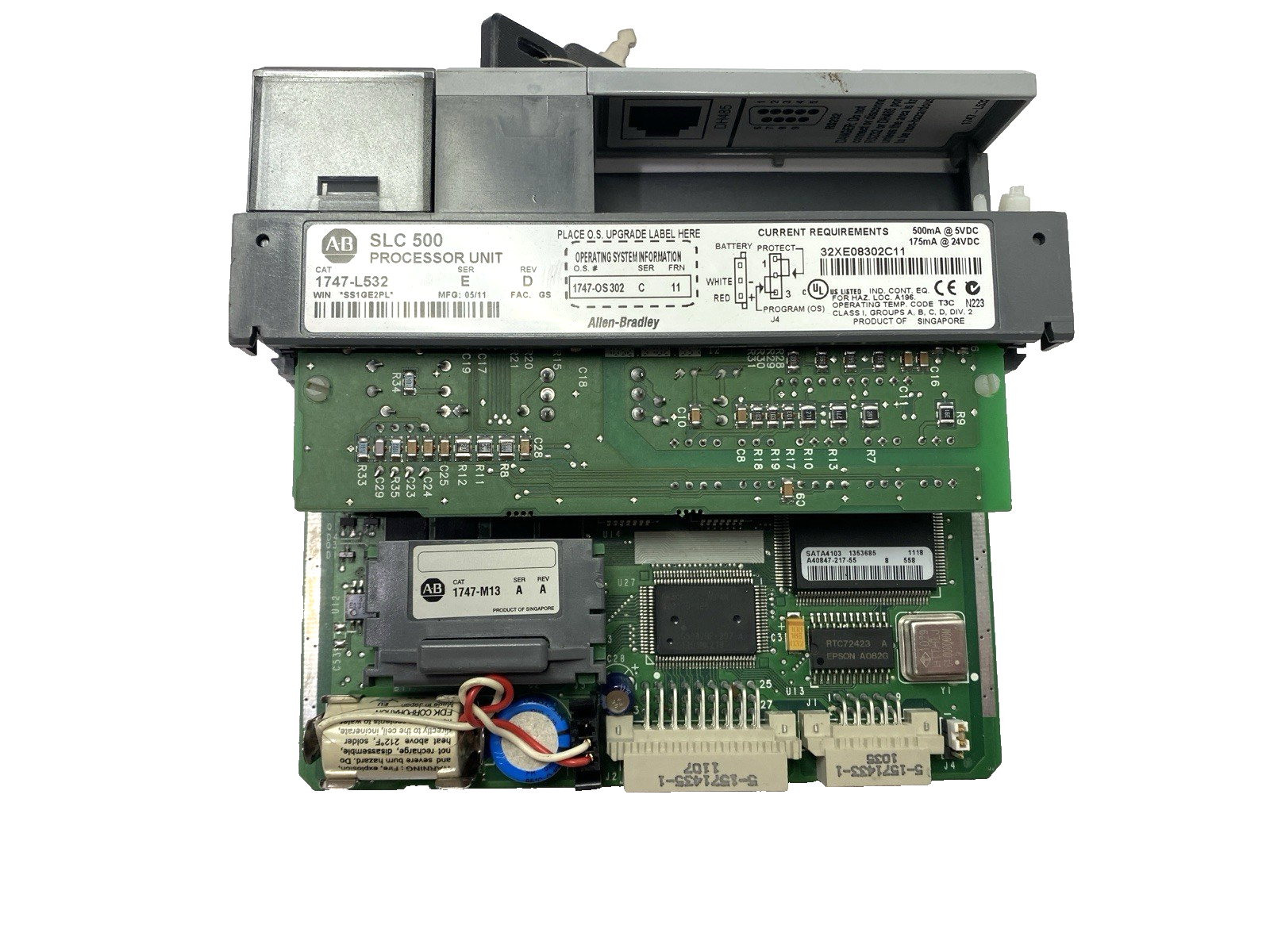 1747-L532 | Allen Bradley Ser. E Rev. D SLC 500 Processor Unit 1747-OS302 Ser. C - For parts or not working - Maverick Industrial Sales