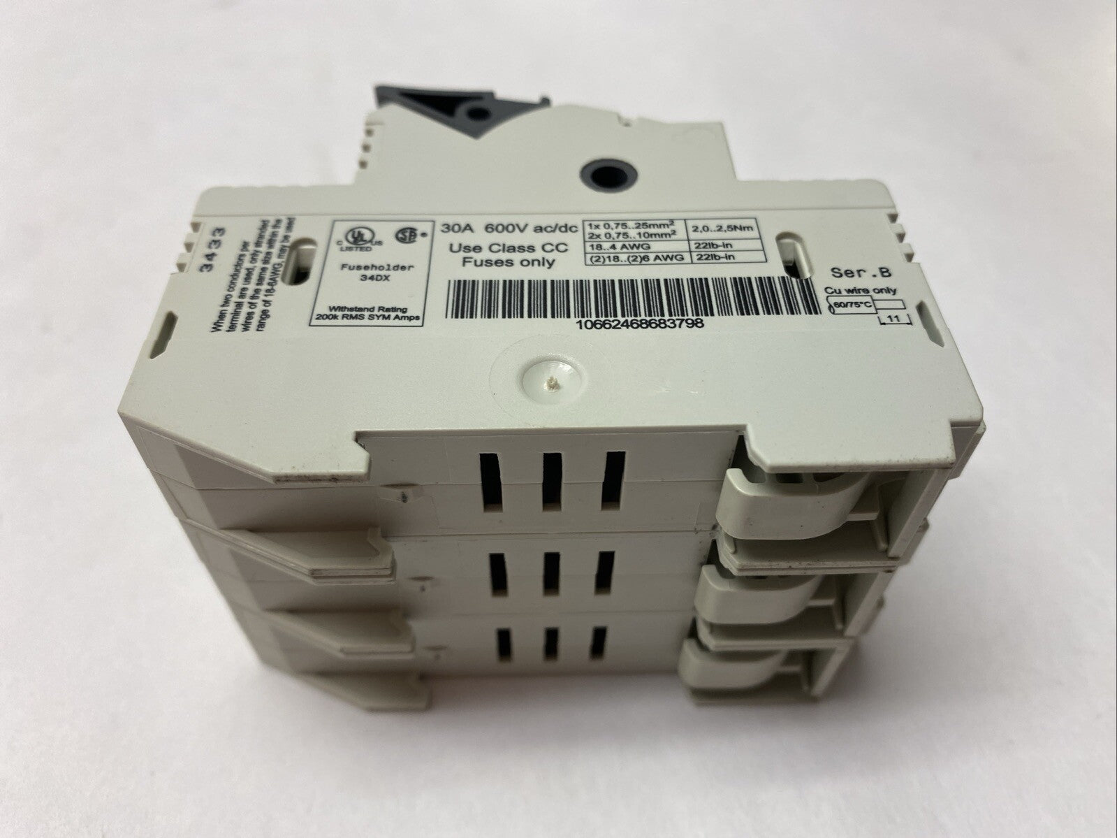 Allen Bradley 1492-FB3C30-L Ser. B Fuse Holder 3-Pole w/ ATMR30 NO DINRAIL CLIPS - Maverick Industrial Sales