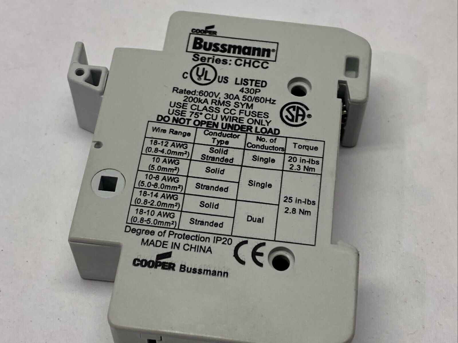 CHCC1DIU | Eaton Bussmann Modular Fuse Holder 1P 30A 600V - Used - Maverick Industrial Sales