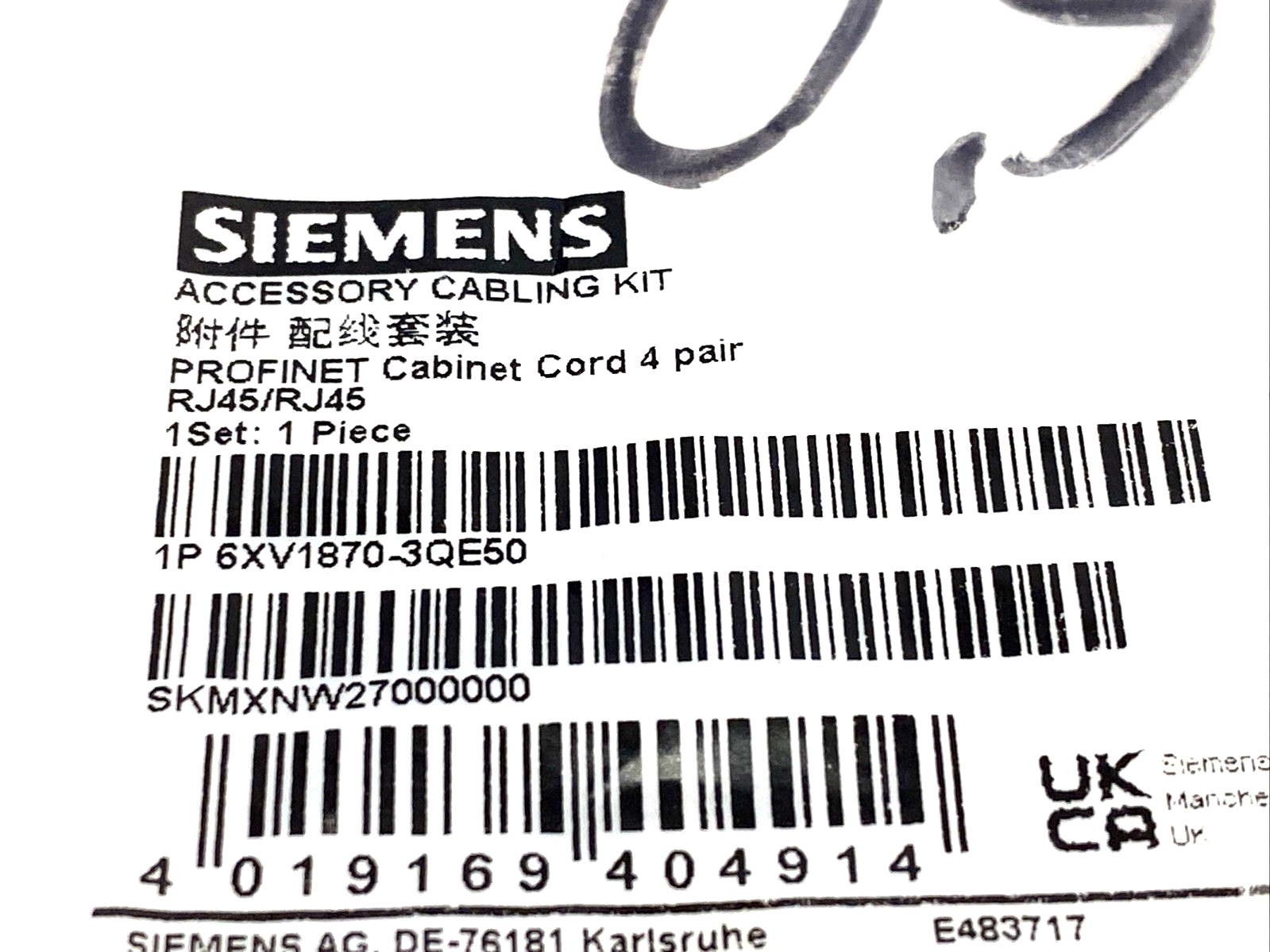 Siemens 6XV1870-3QE50 Industrial Ethernet TP Cable RJ45/RJ45, CAT 6A 0.5m Length - Maverick Industrial Sales