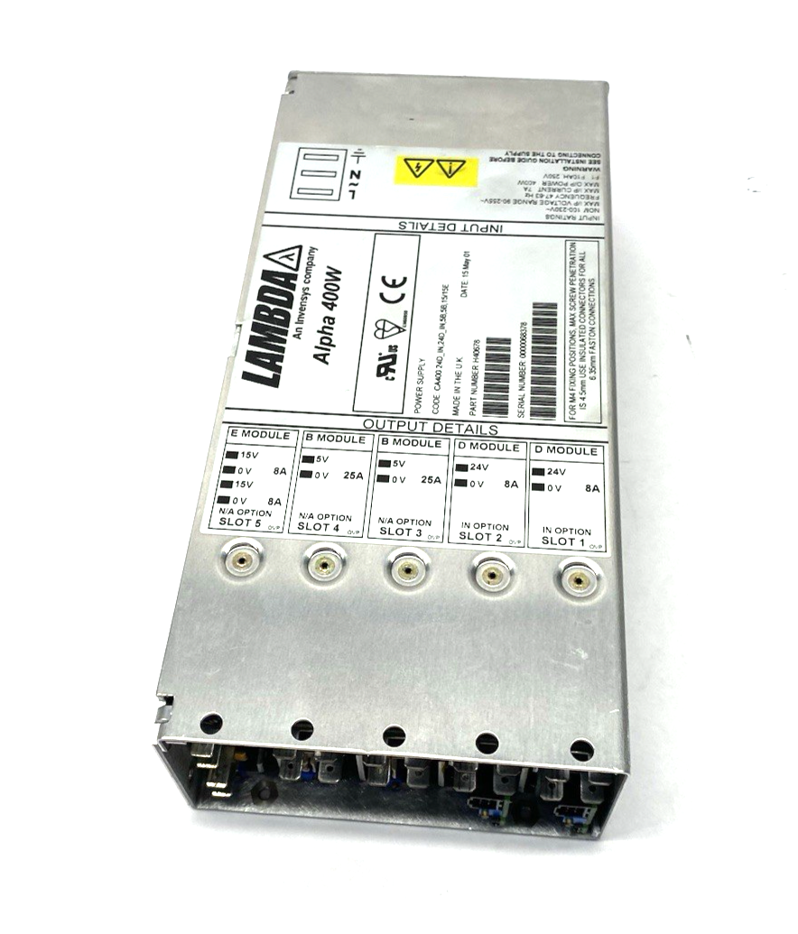 TDK Lambda H40678 Alpha 400W Power Supply CA400 24D_IN,24D_IN,5B,5B,15/15E - Maverick Industrial Sales