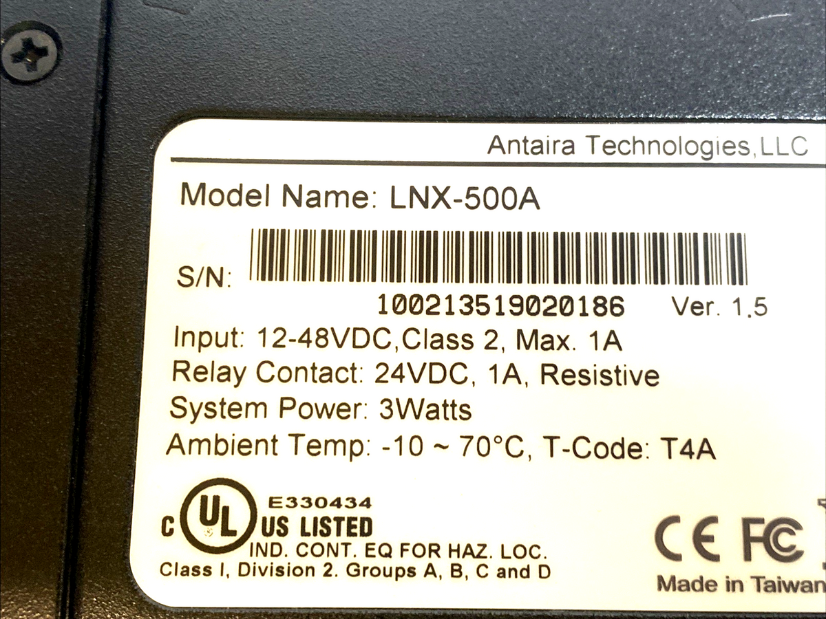 Antaira LNX-500A 5-Port 10/100TX Industrial Ethernet Switch DIN Rail - Maverick Industrial Sales