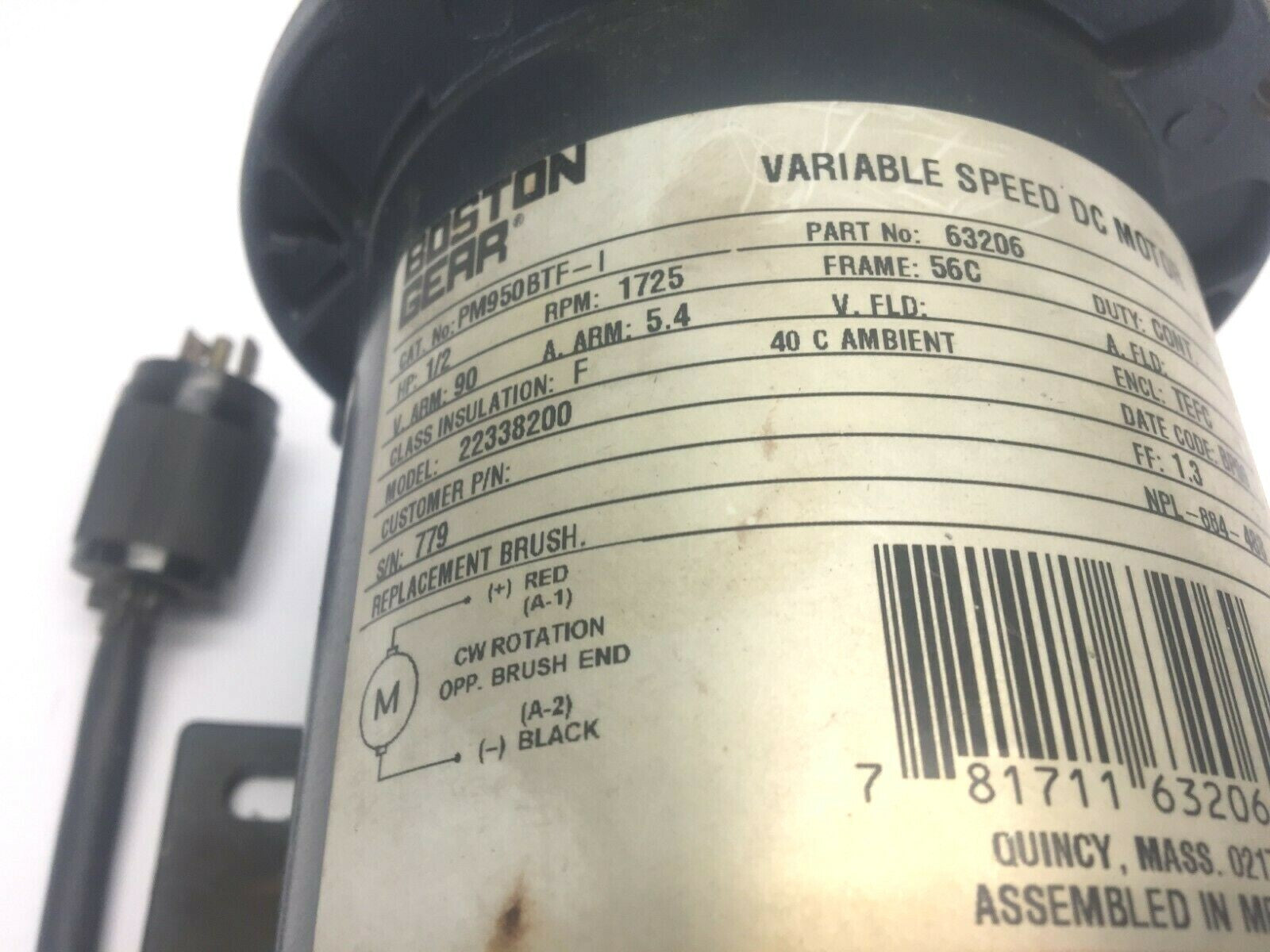 Boston Gear PM950BTF-163206 Variable Speed DC Motor - Maverick Industrial Sales