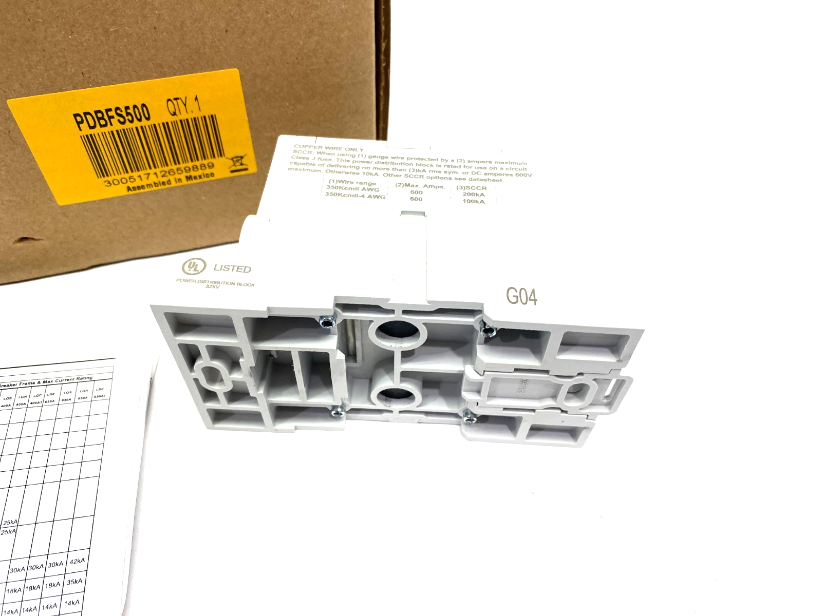 PDBFS500 | Cooper Bussmann Power Distribution Block 620A 600V - New – Open box - Maverick Industrial Sales