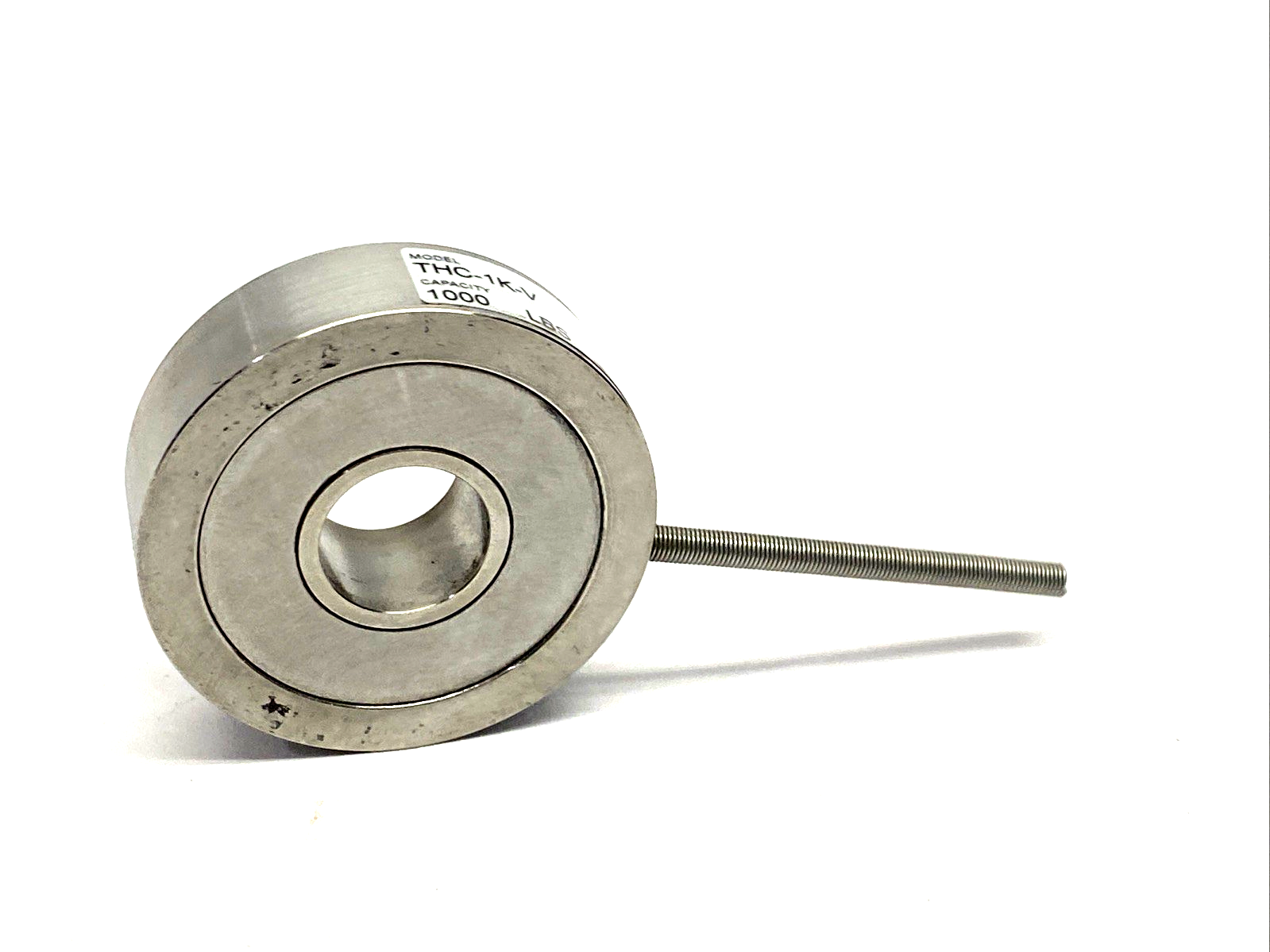 THC-IK-V | Transducer Techniques Through-Hole Load Cell Force Sensor 0-1K LB - For parts or not working - Maverick Industrial Sales