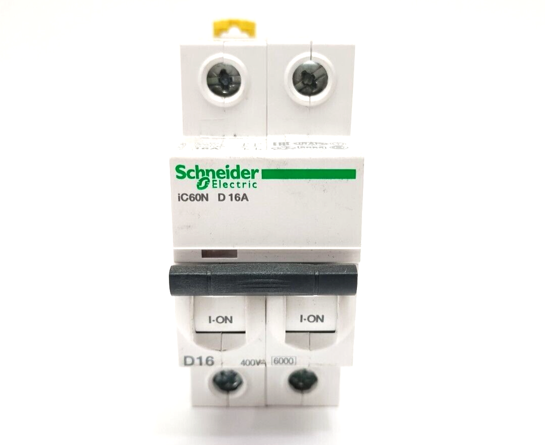 A9F75216 | Schneider Electric iC60N Mniature Circuit Breaker 2P 16A D-Curve - Used - Maverick Industrial Sales