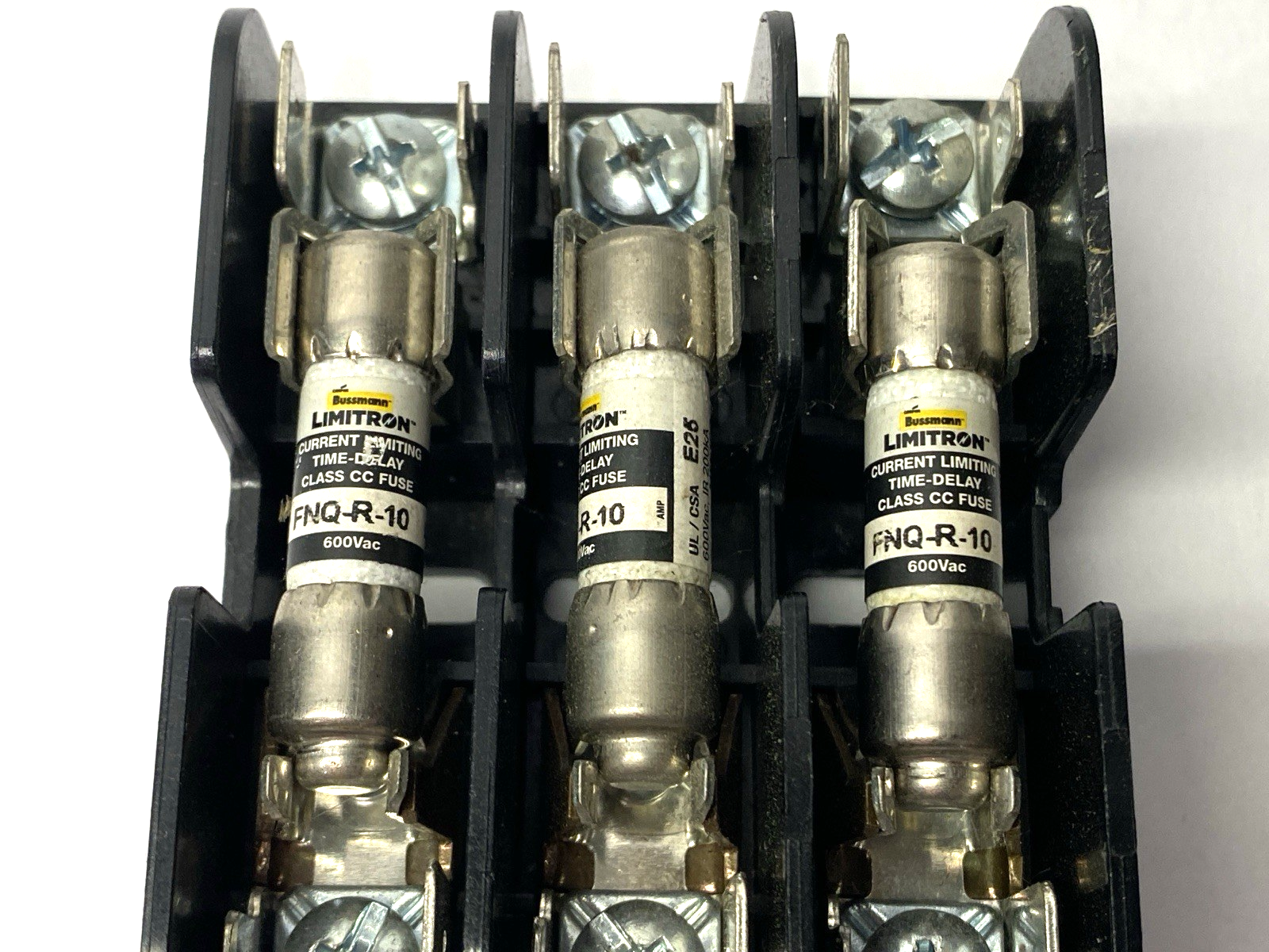 Ferraz Shawmut 30323R Fuse Block 600V 30A w/ Bussmann FNQ-R-10 Fuse LOT OF 3 - Maverick Industrial Sales