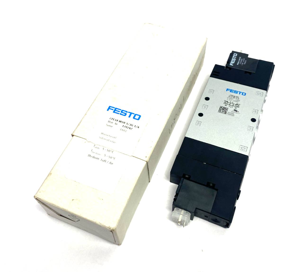 Festo 170247 Solenoid Valve 5/3 Closed CPE18-M1H-5/3G-1/4 - Maverick Industrial Sales