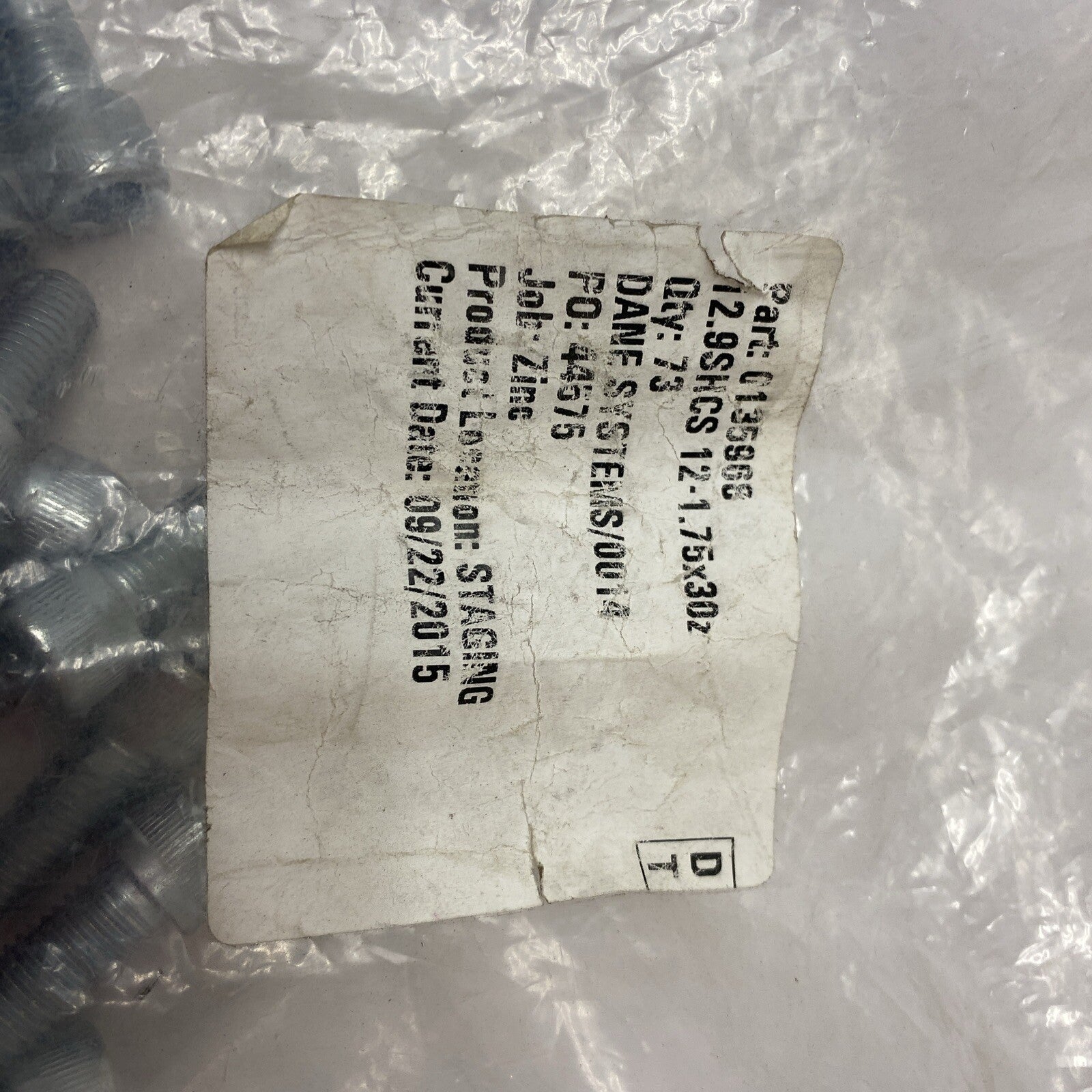 Zinc Plated Socket Head Screw 12.9SHCS M12-1.75X30 10mm Hex Head LOT OF 42 - Maverick Industrial Sales