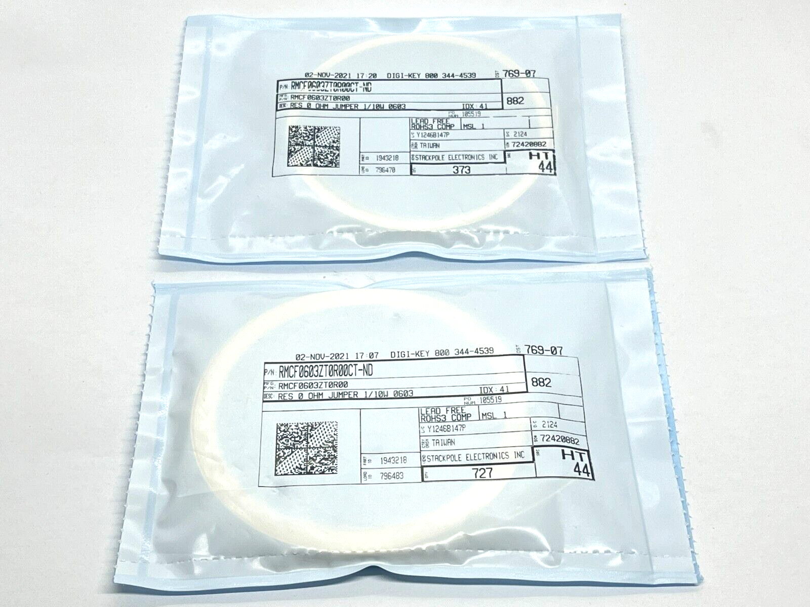 Stackpole Electronics RMCF0603ZT0R00 RES 0 OHM Jumper 1/10W 0603 1100QTY - New - Maverick Industrial Sales