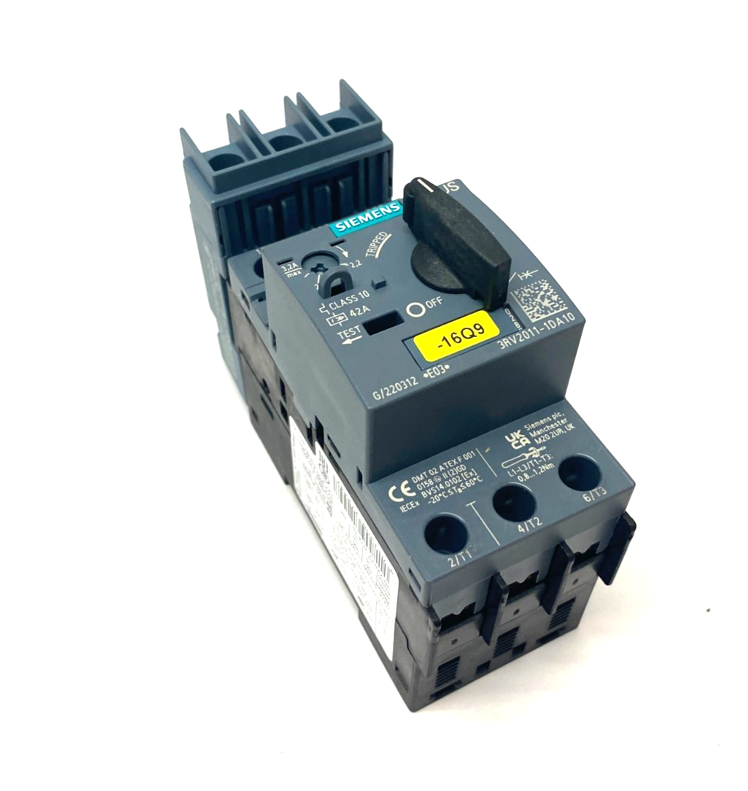 Siemens 3RV2011-1DA10 SIRIUS Motor Starter Circuit Breaker Size S00 3.2A - Maverick Industrial Sales