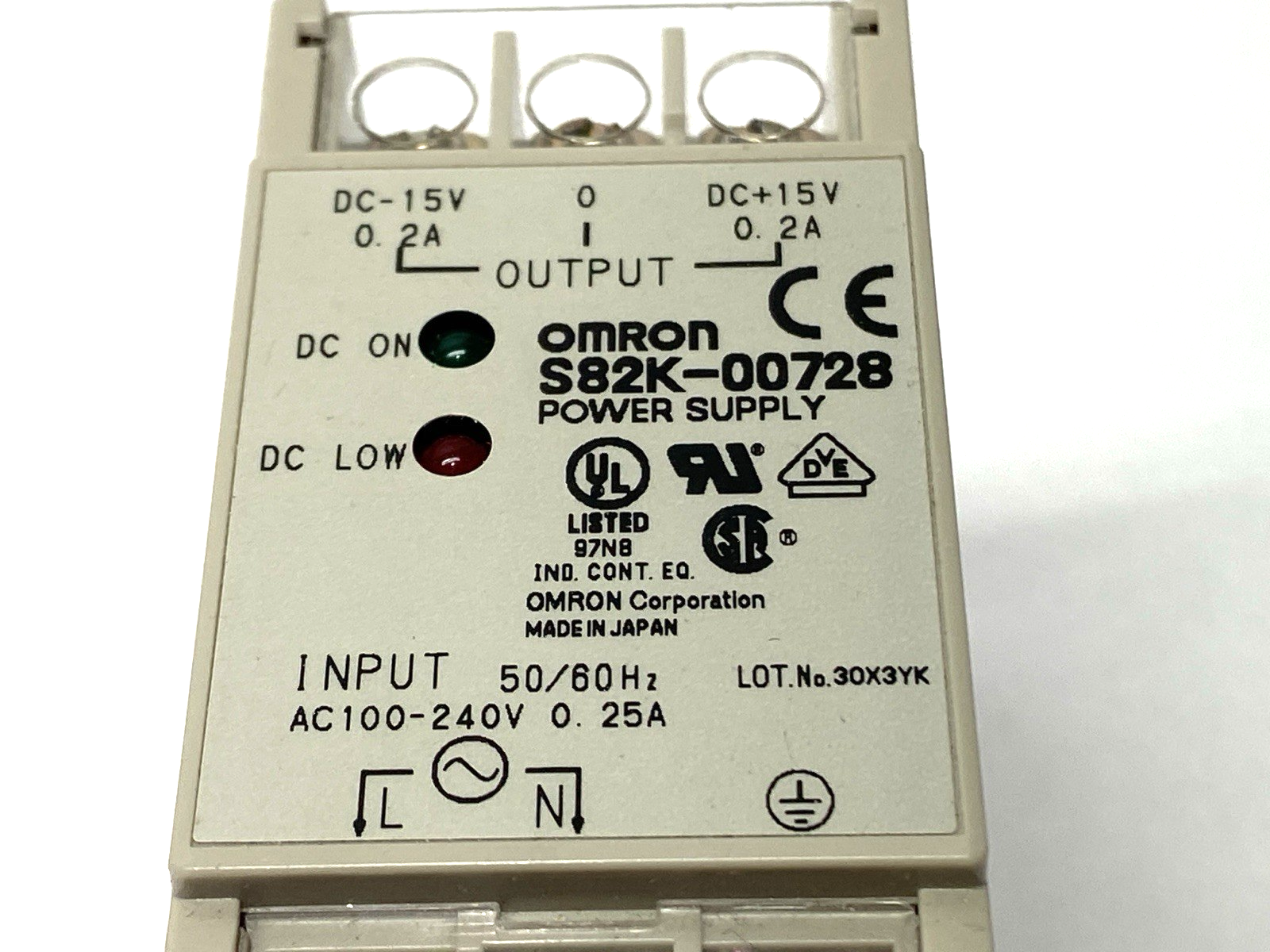 S28K-00728 | Omron Power Supply 100-240VAC .25A Input 15VDC .2A Output - New – Open box - Maverick Industrial Sales