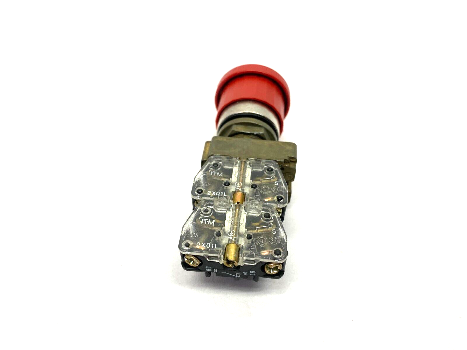Push/Pull Emergency Stop Pushbutton, Red Mushroom Head, Metal Collar 22mm - Maverick Industrial Sales