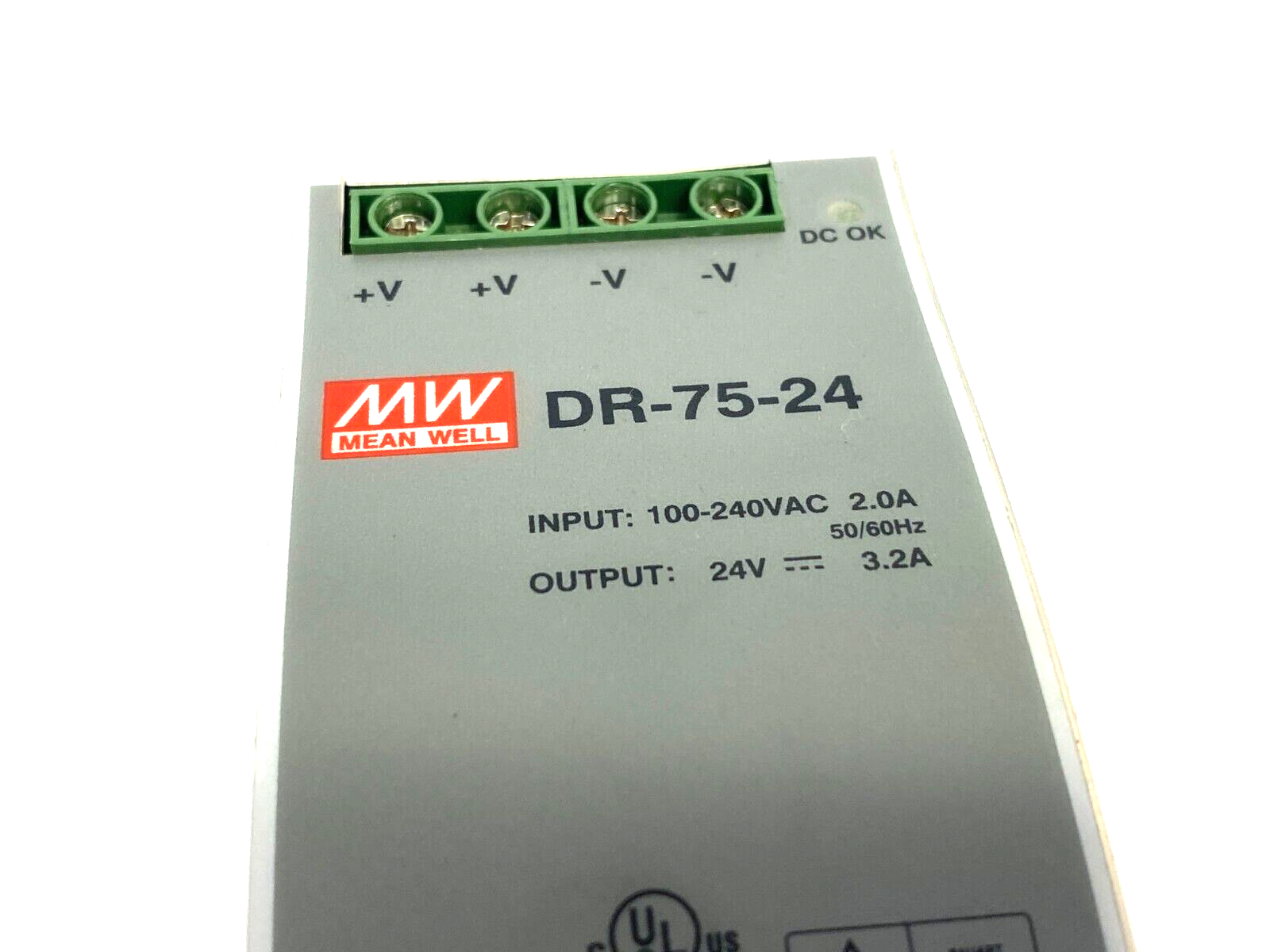 Meanwell DR-75-24 Power Supply DIN Rail Mount 100-240VAC 2.0A Input 24V Output - Maverick Industrial Sales