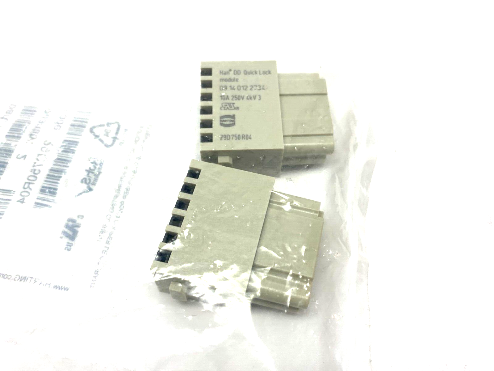 Harting 09140122734 Han DD Quick-Lock Module Female Au PKG OF 2 - Maverick Industrial Sales