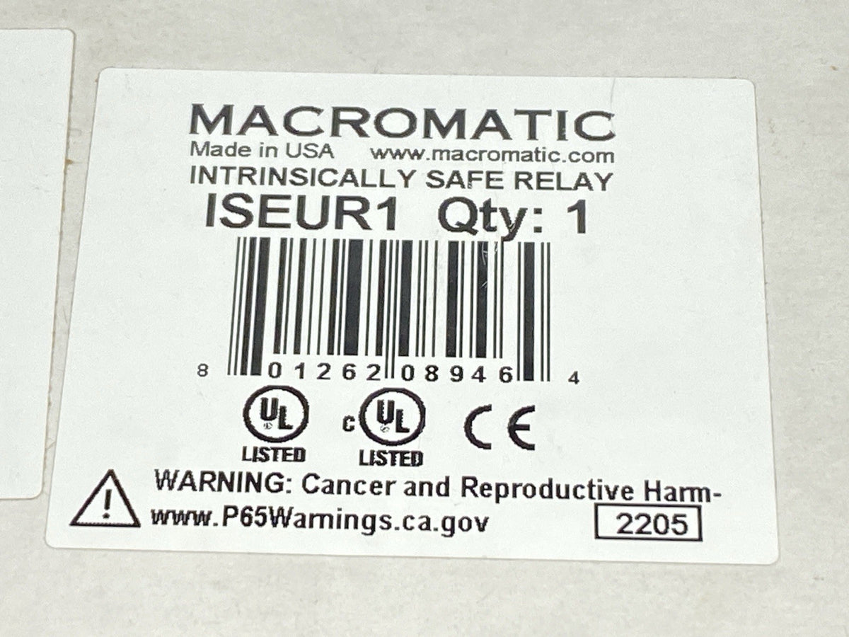 ISEUR1 | Macromatic Intrinsically Safe Relay 1-Channel 102-132VAC / 10-125VDC - New - Maverick Industrial Sales