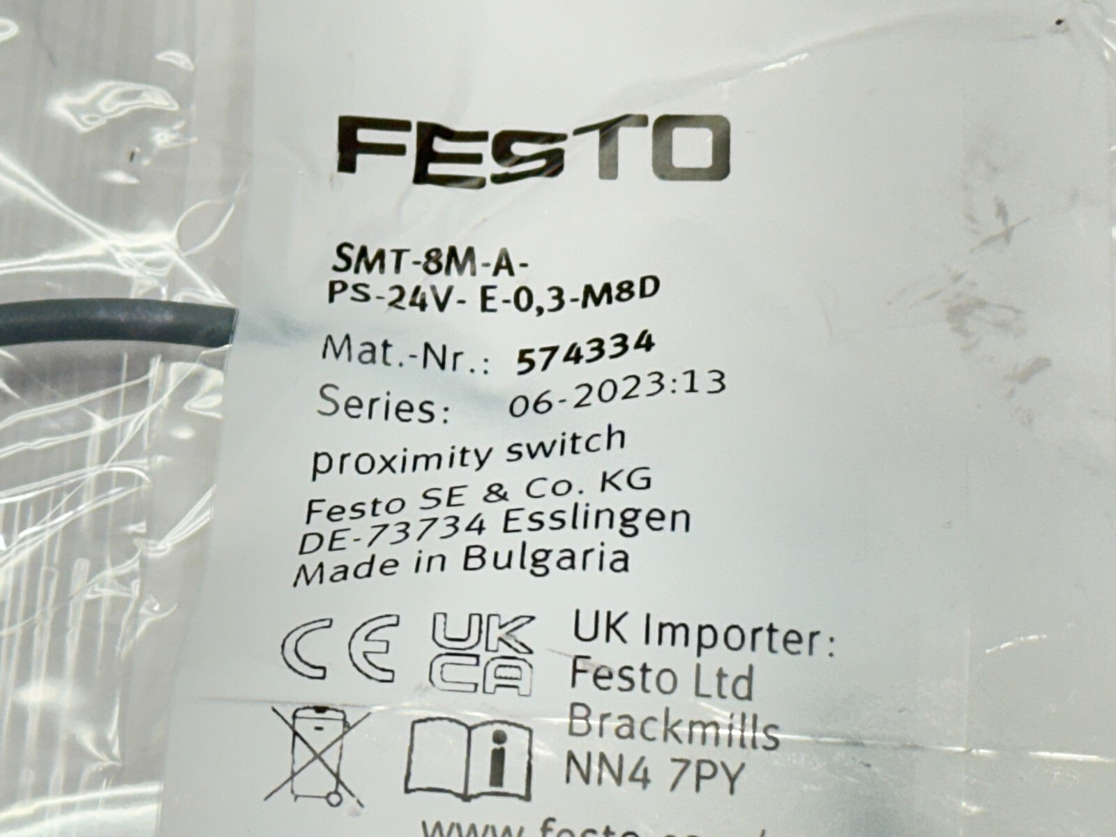 Festo SMT-8M-A-PS-24V-E-0,3-M8D Proximity Sensor 574334 - New - Maverick Industrial Sales