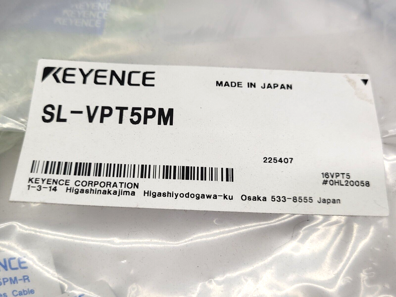 Keyence SL-VPT5PM Main Unit Connection Cables For SL-T11R Light Curtain 5m PNP - Maverick Industrial Sales