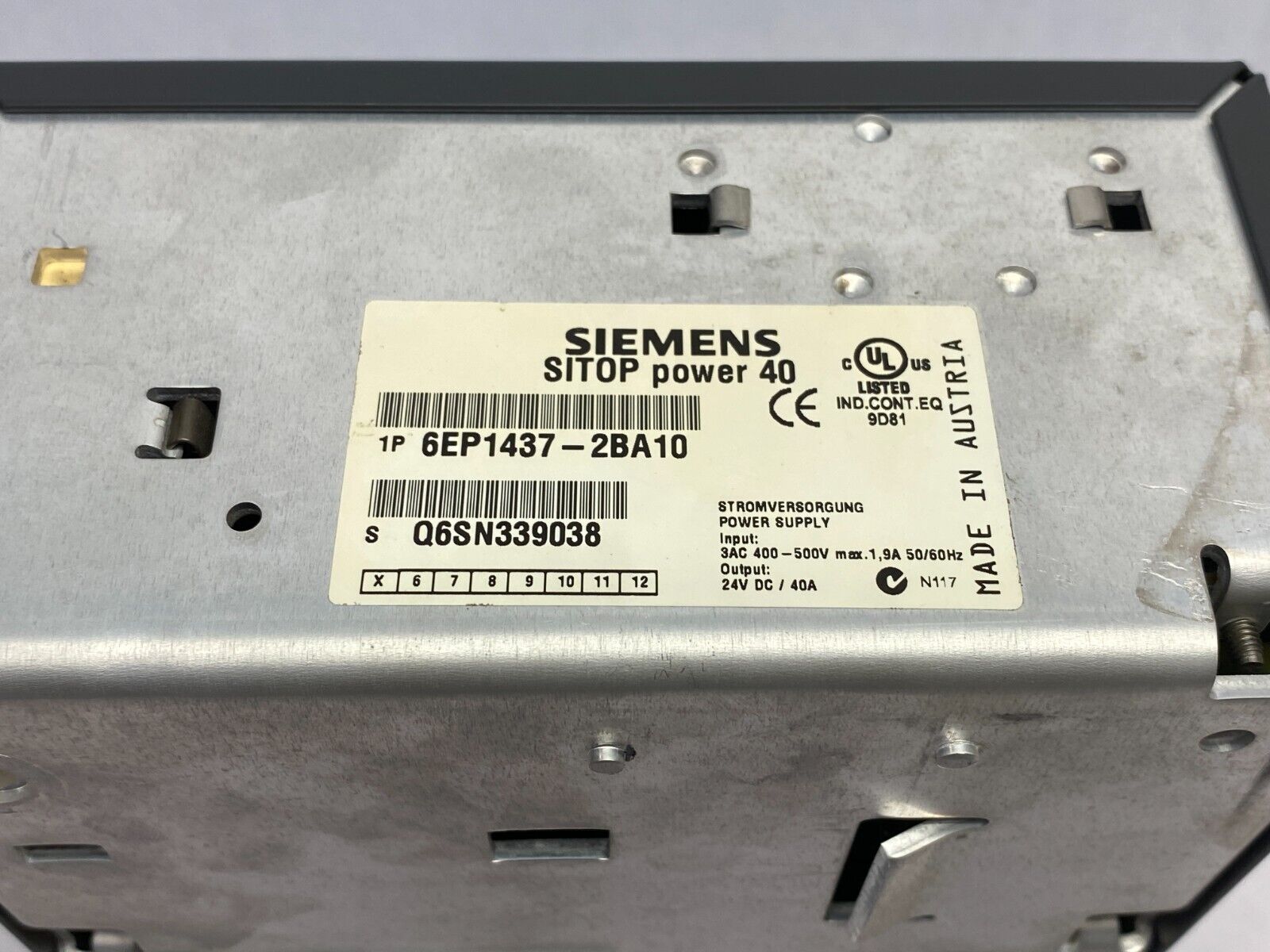 Siemens 6EP1437-2BA10 SITOP Power 40 Power Supply 400-500VAC to 24VDC 40A - Maverick Industrial Sales