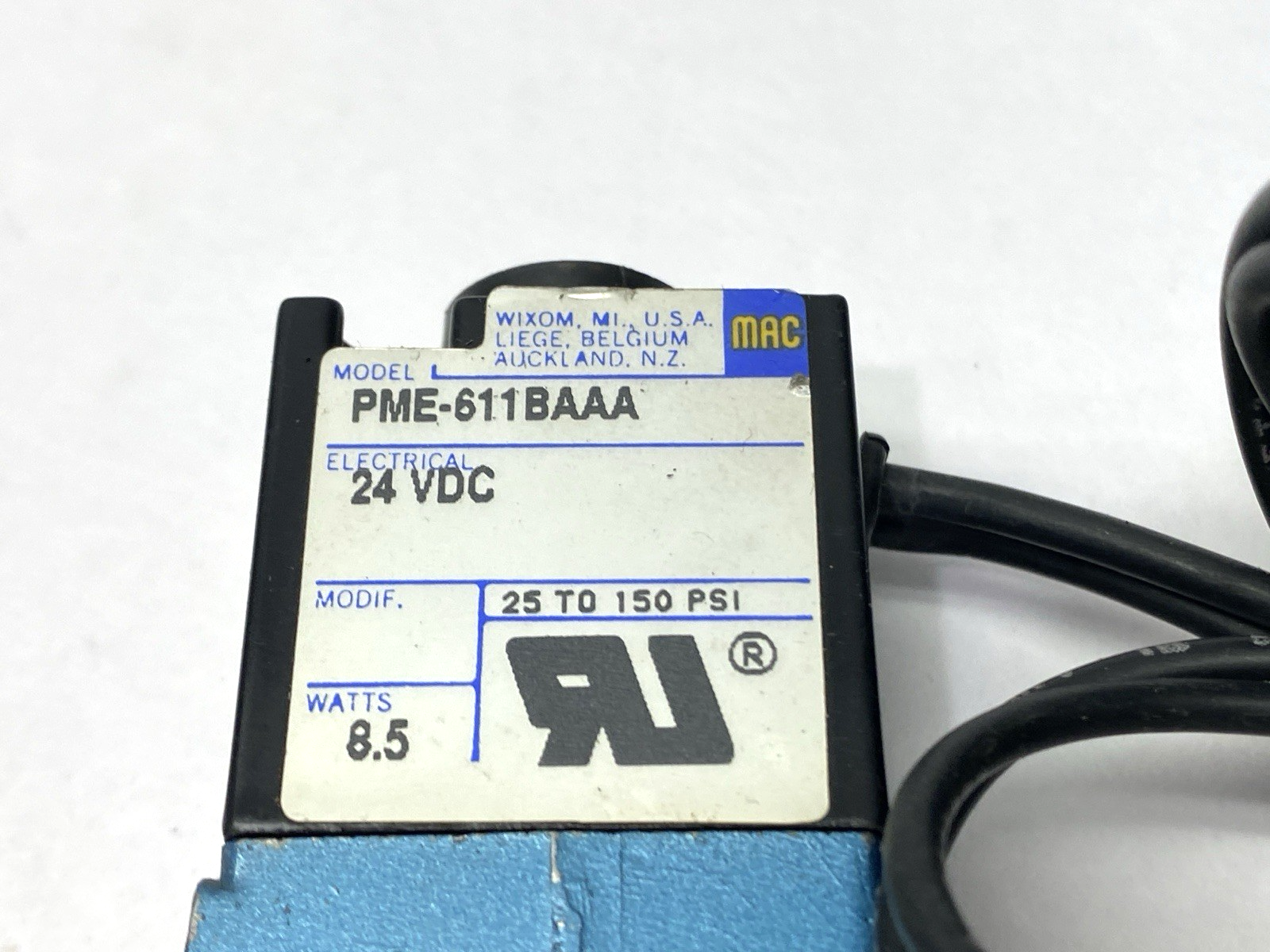 PME-611BAAA | MAC Valves Solenoid Coil 25-150PSI 8.5W 24VDC MISSING SCREW - Used - Maverick Industrial Sales