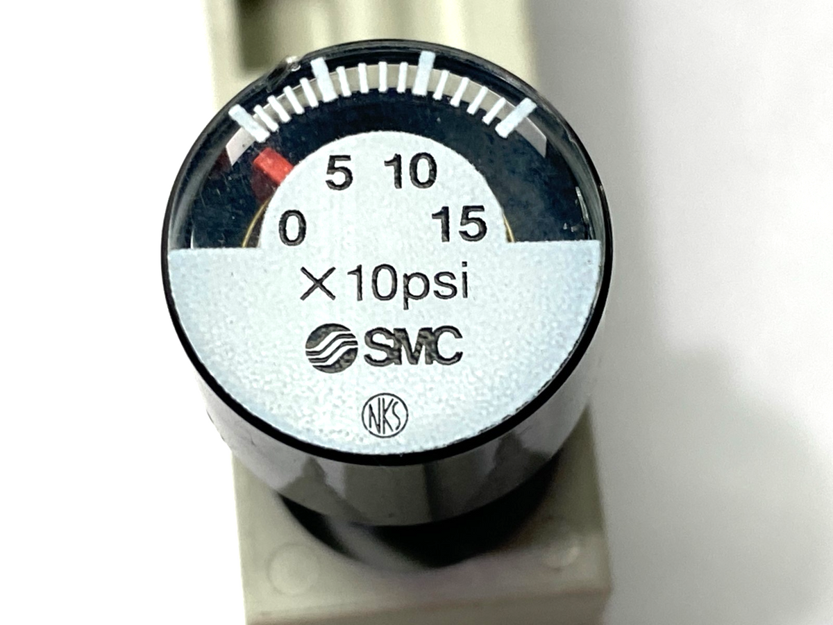 SMC SY50M-N0-A1 Pneumatic Manifold Block w/ Pressure Gauge MISSING SCREWS - Maverick Industrial Sales
