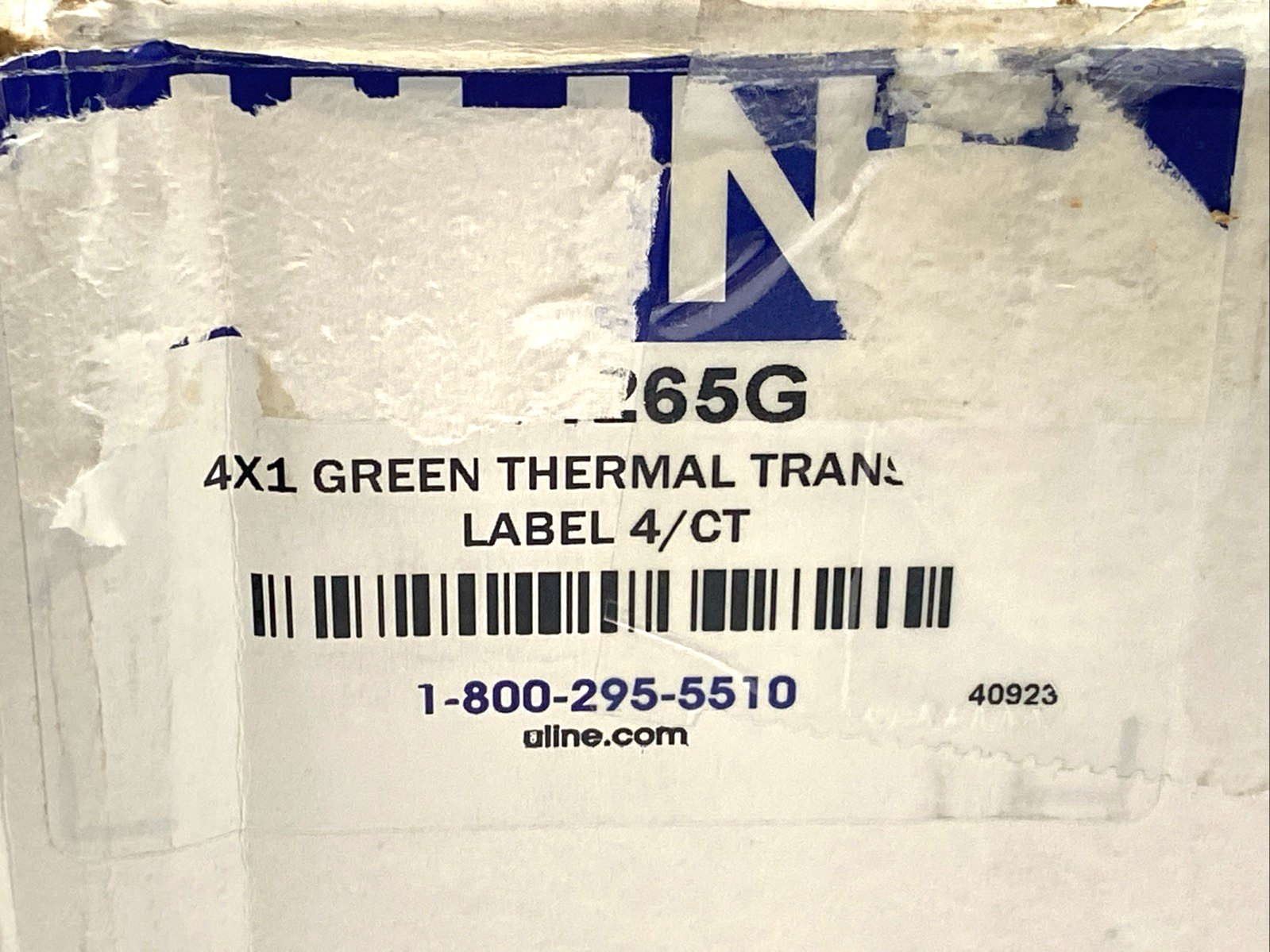 S-11265G | Uline Thermal Transfer Labels 4" x 1" Green Barcode Roll BOX OF 4 - New - Maverick Industrial Sales