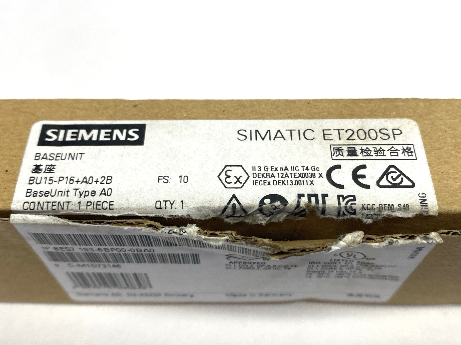 Siemens 6ES7 193-6BP00-0BA0 SIMATIC ET200SP Base Unit BU Type A0 - Maverick Industrial Sales