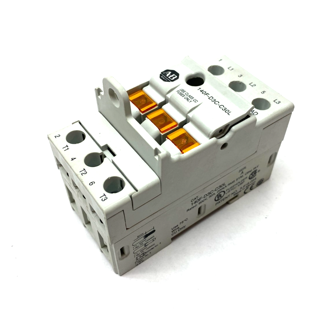 Allen Bradley 140F-D3C-C30L Ser. A Fuse Holder 600V 30A 3-Pole - Maverick Industrial Sales