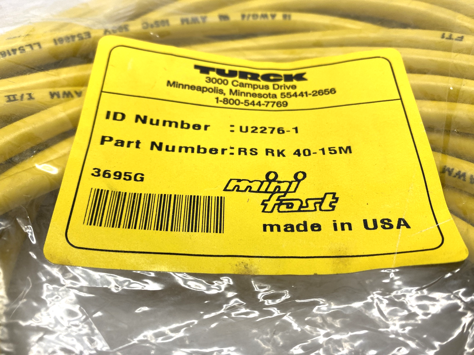 Turck RS RK 40-15M Single-Ended MiniFast Male 4-Pin Connector Cordset U2276-1 - Maverick Industrial Sales