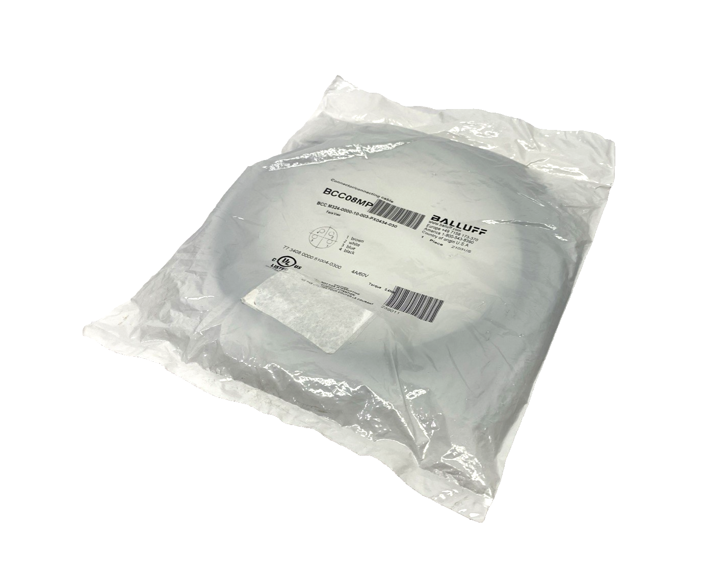 Balluff BCC08MP Cordset M8 4-Pin Female 3m BCC M324-0000-10-003-PX0434-030 - Maverick Industrial Sales