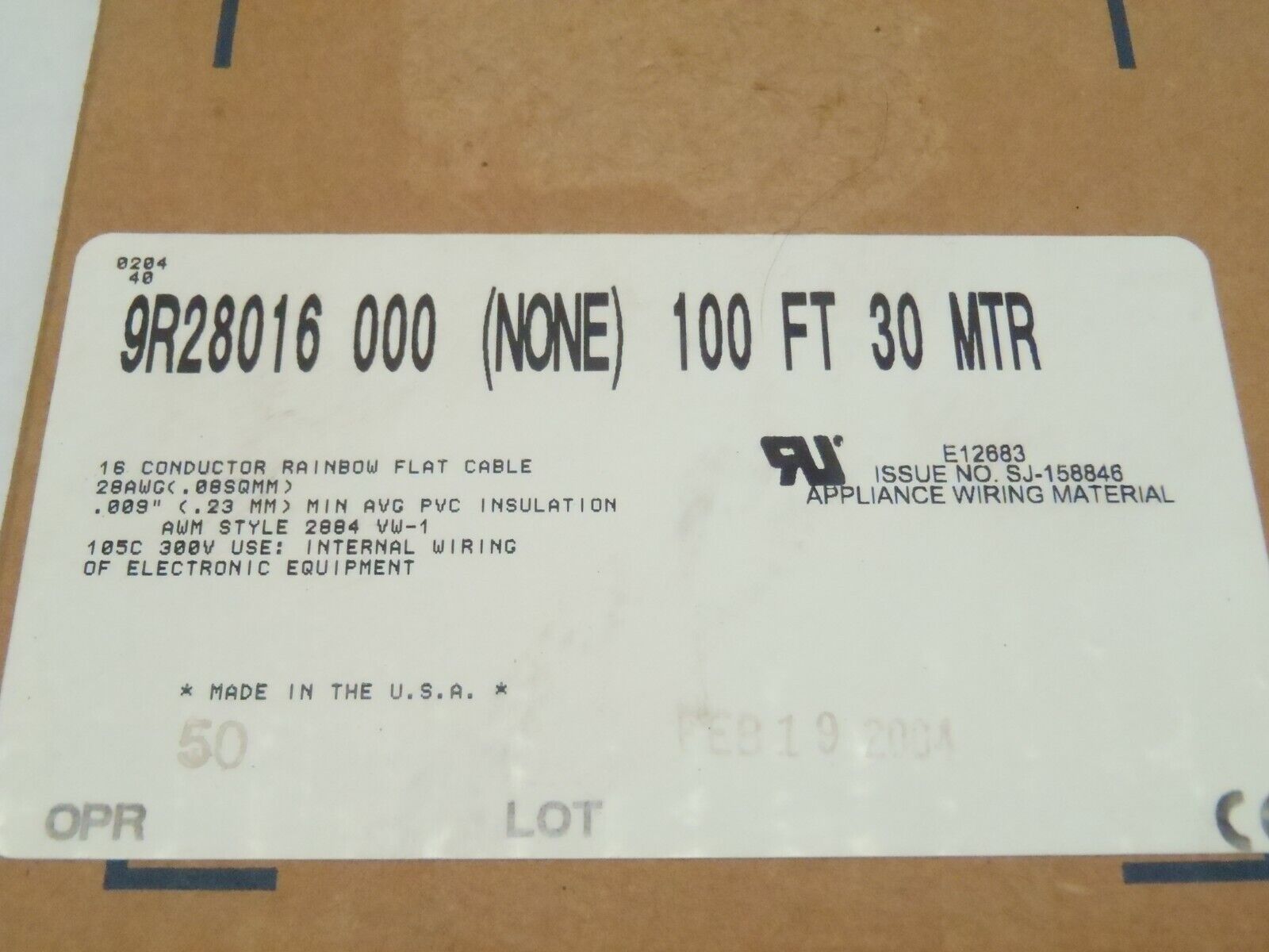 Belden 9R28016 000 Rainbow Ribbon Flat Wire Cable 100Ft 30M 28AWG 7x36 Strand - Maverick Industrial Sales