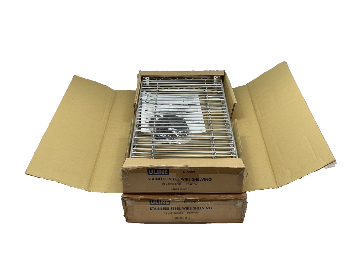 Uline H-8392 Stainless Steel Wire Shelves 24" x 12" NO LEGS LOT OF 4 - Maverick Industrial Sales